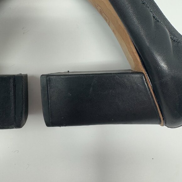 Tory Burch Elsa Black Leather Cap Toe Heels US 9 - Picture 14 of 14